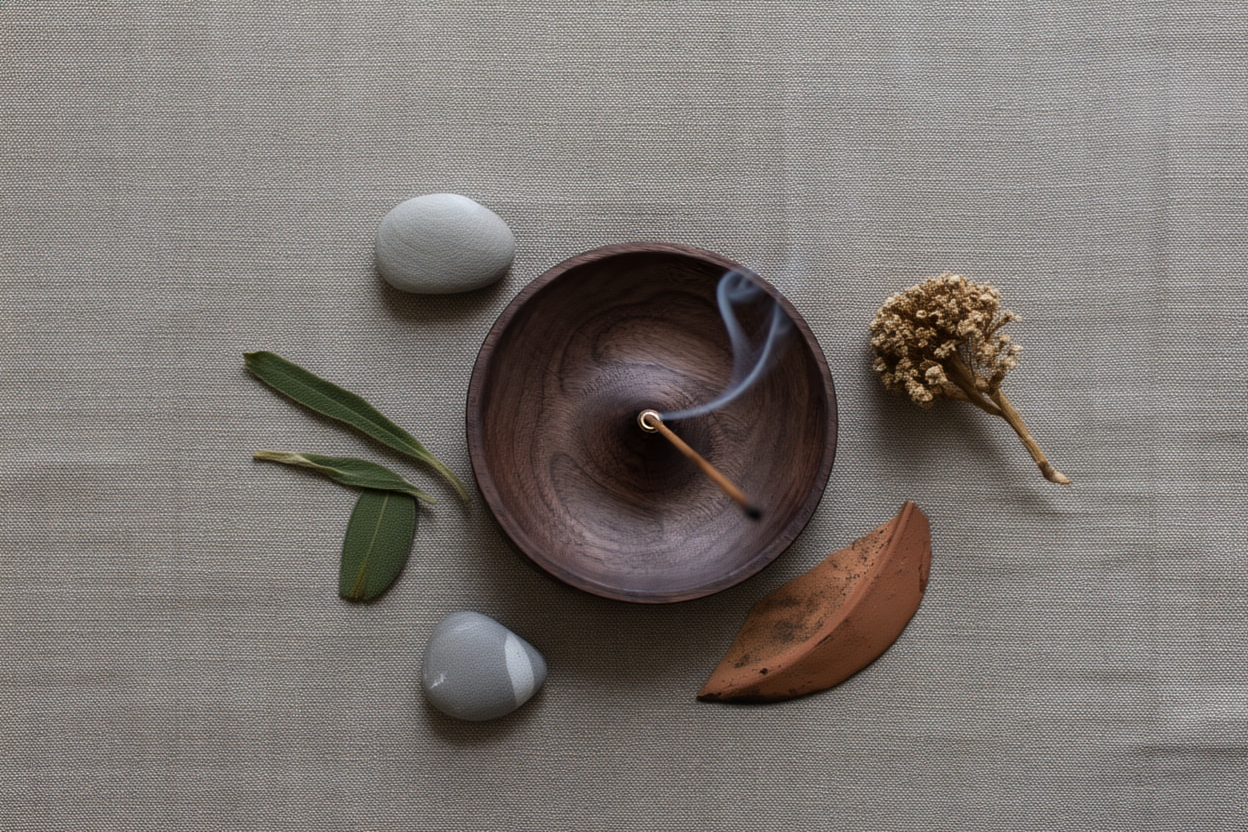 Aromatisches Schwarznuss-Heiligtum | Handgefertigter Räucherstäbchenhalter für Rituale der Gelassenheit