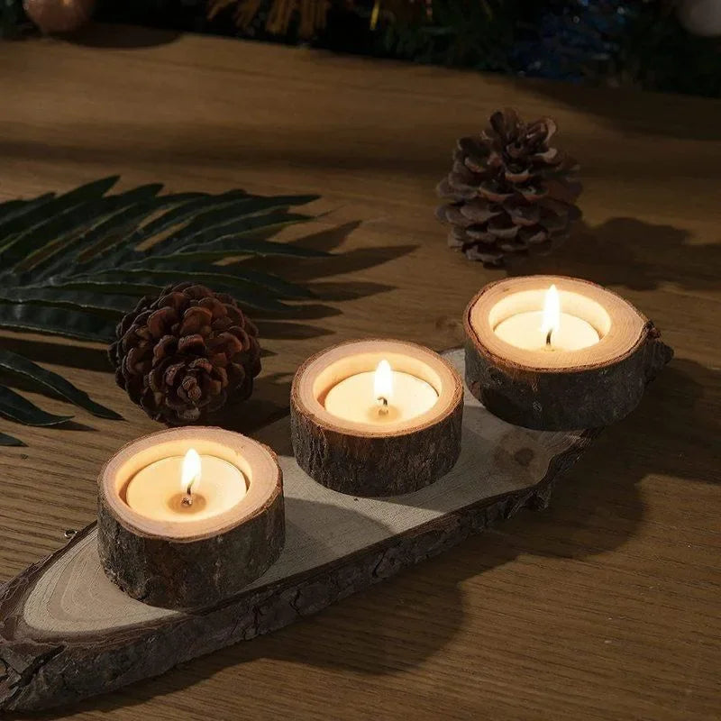 Elyveve Lichtnest | Set aus 3 Teelichthaltern aus Naturholz für Rituale der Gelassenheit